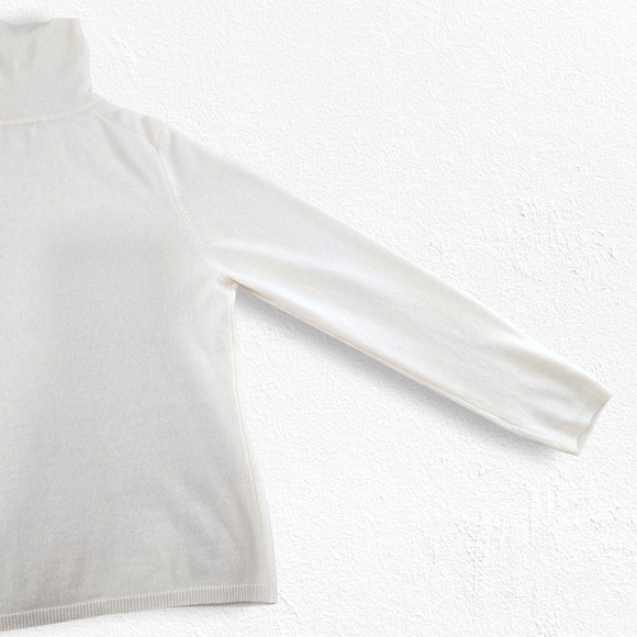 Y2K Charter Club Ivory White 100% Cashmere Turtleneck Knit Sweater Size Large - Picture 5 of 13